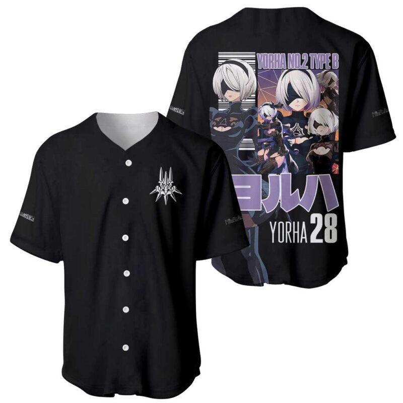 2B Nier Automata Baseball Jersey Anime