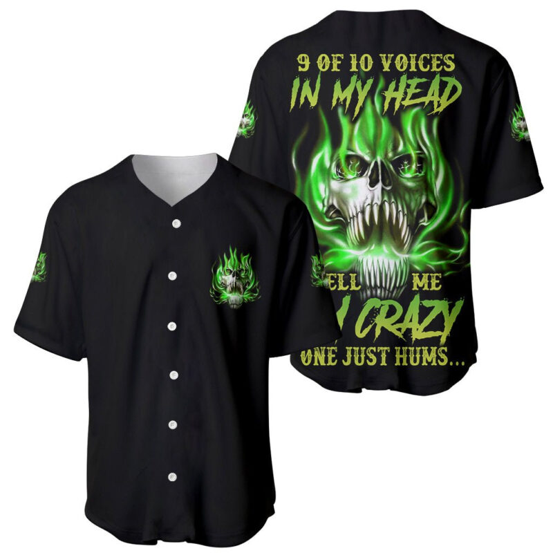 9 Of 10 Voices In My Head Fire Skull Baseball Jersey