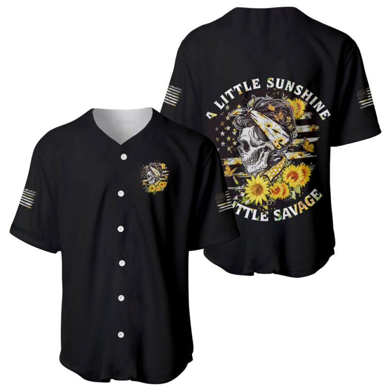 A Little Sunshine A Little Savage Skull Baseball Jersey