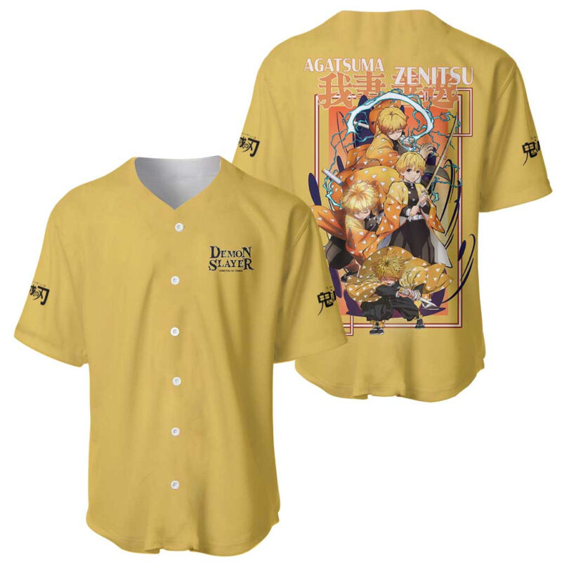 Agatsuma Zenitsu Demon Slayer Baseball Jersey Anime V2