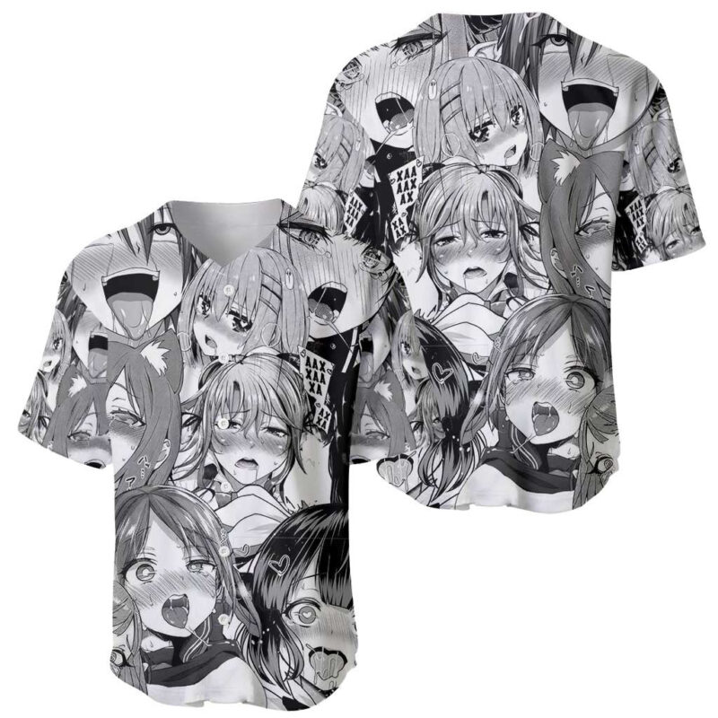 Ahegao Manga Collage Baseball Jersey Anime