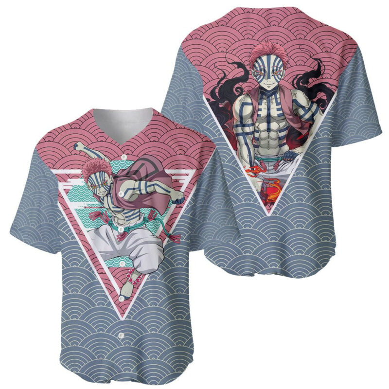 Akaza - Demons Layer Baseball Jersey Anime Mix Japan Pattern