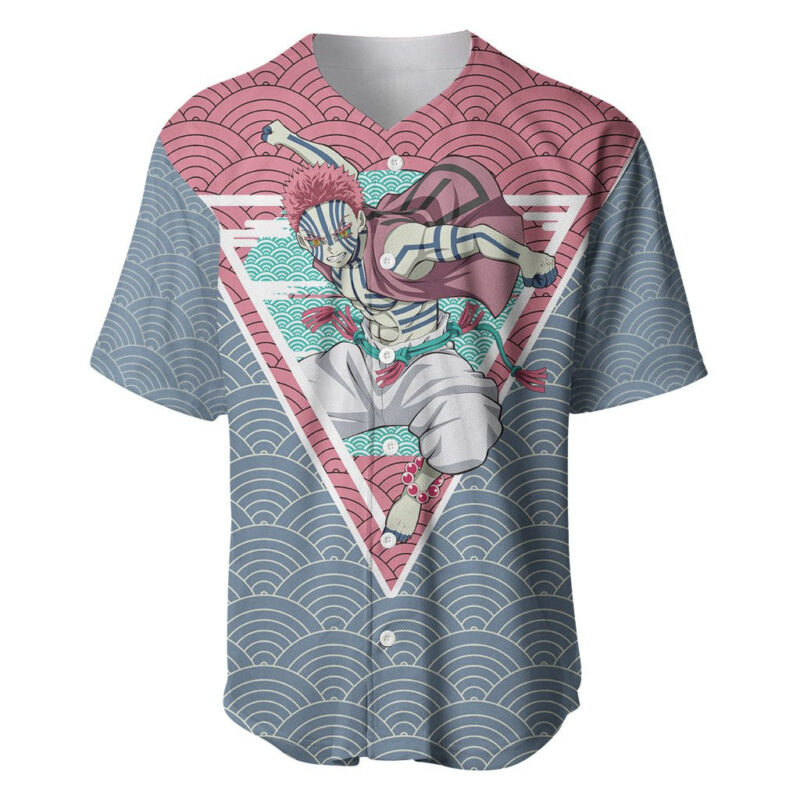 Akaza - Demons Layer Baseball Jersey Anime Mix Japan Pattern