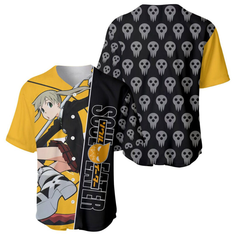 Albarn Maka Soul Eater Baseball Jersey Anime Art Mix With Skull Pattern