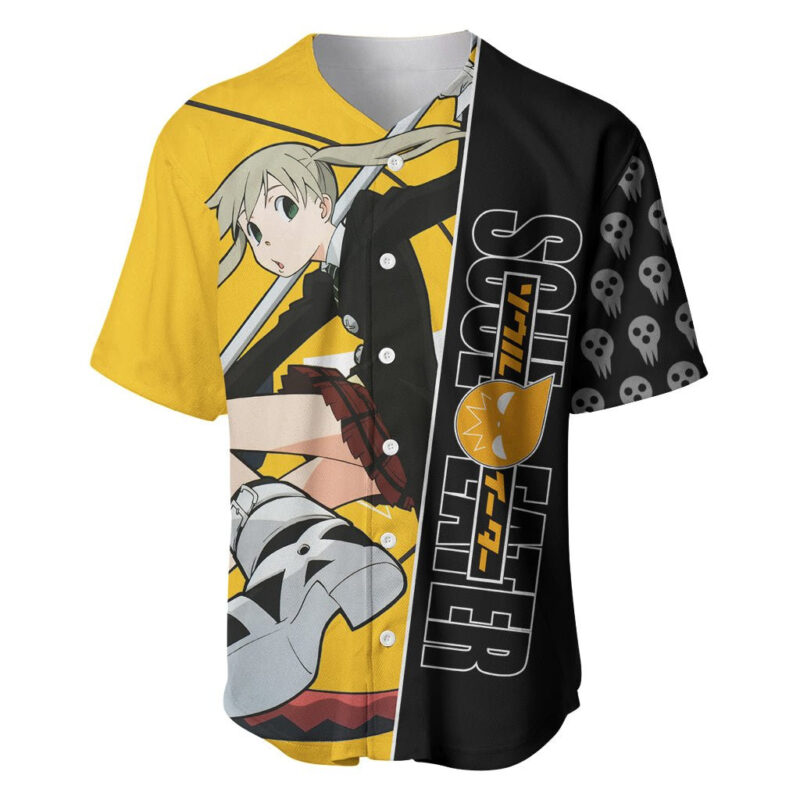 Albarn Maka Soul Eater Baseball Jersey Anime Art Mix With Skull Pattern