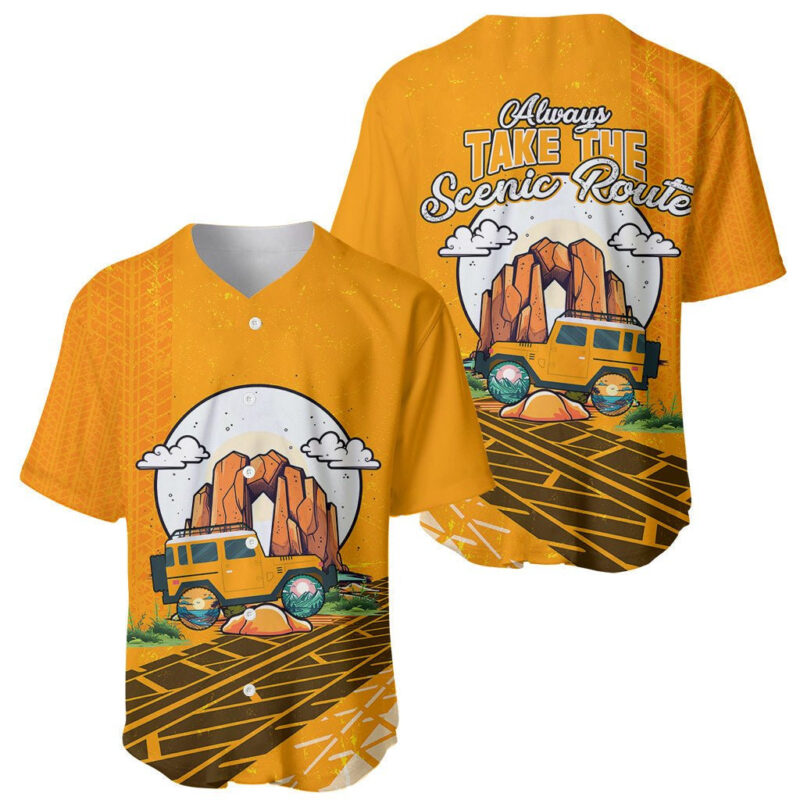 Always Take The Scenic Route Jeep Baseball Jersey