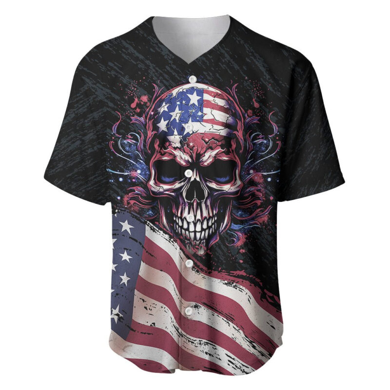 American Flag Skull Baseball Jersey Sorry If My Patriotism Offends You Trust Me