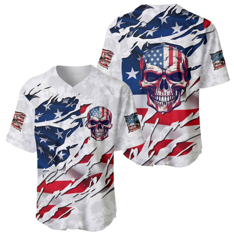 American Flag Skull Baseball Jersey