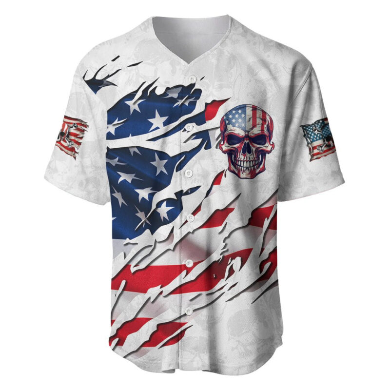 American Flag Skull Baseball Jersey