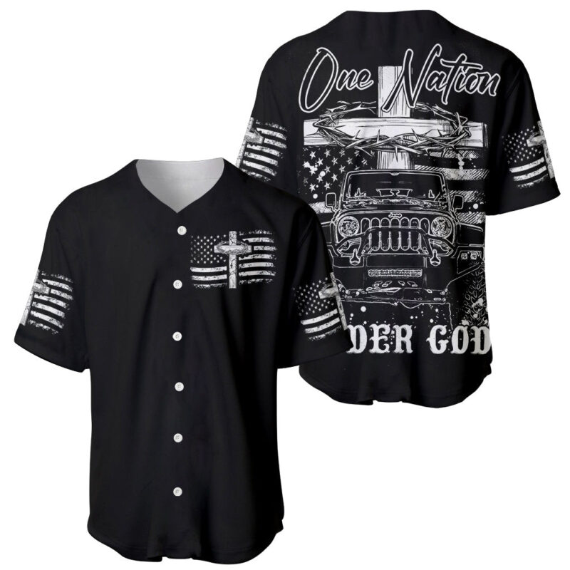 American Jeep Baseball Jersey One Nation Under God