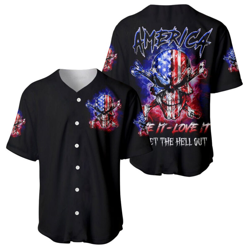 American Skull Baseball Jersey American Live It Love It Or Get The Hell Out