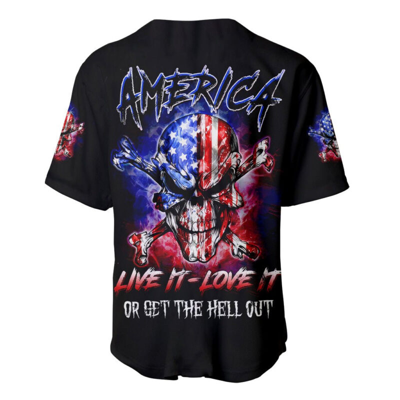 American Skull Baseball Jersey American Live It Love It Or Get The Hell Out