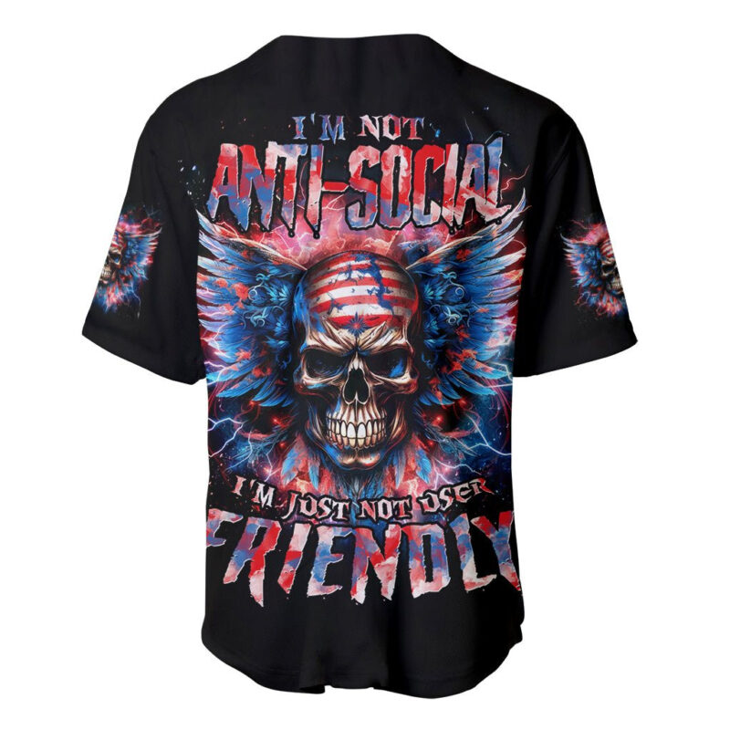 American Skull Baseball Jersey I'm Not Anti Social I'm Just Not User Friendly