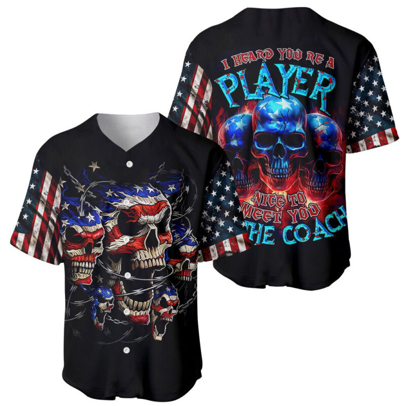 American Skull Baseball Jersey Nice To Meet You Im The Coach