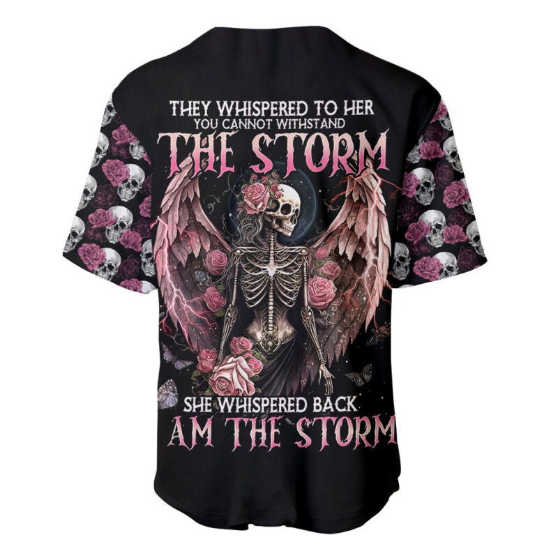 Angel Skull Baseball Jersey She Whispered Back Iam The Storm