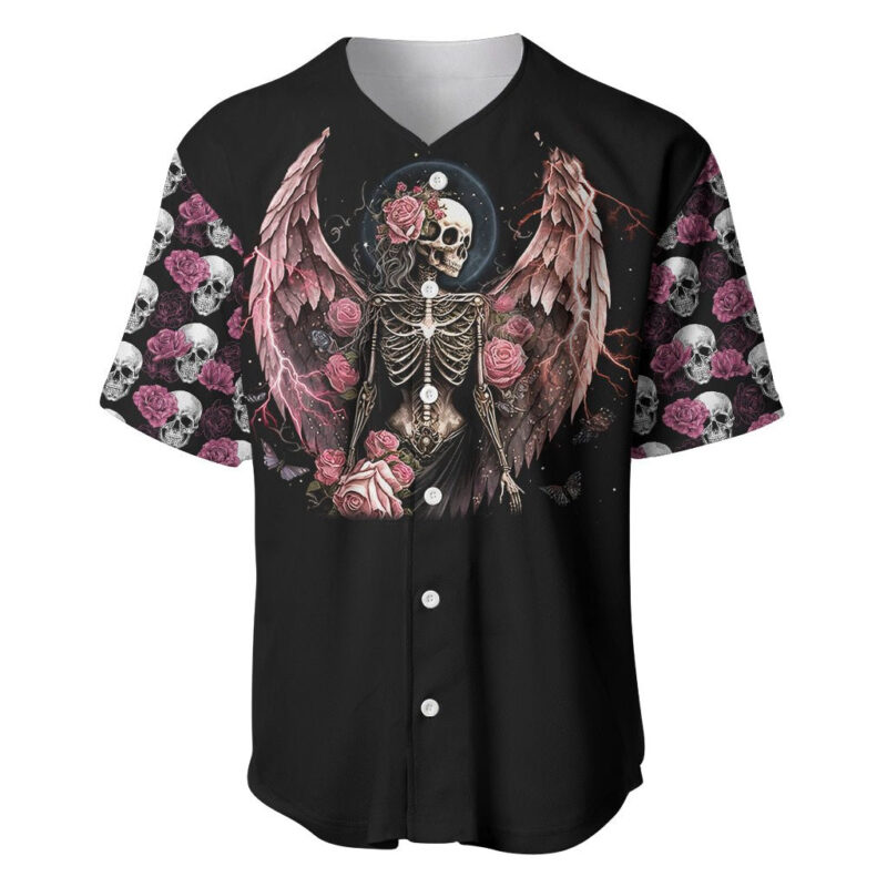 Angel Skull Baseball Jersey She Whispered Back Iam The Storm
