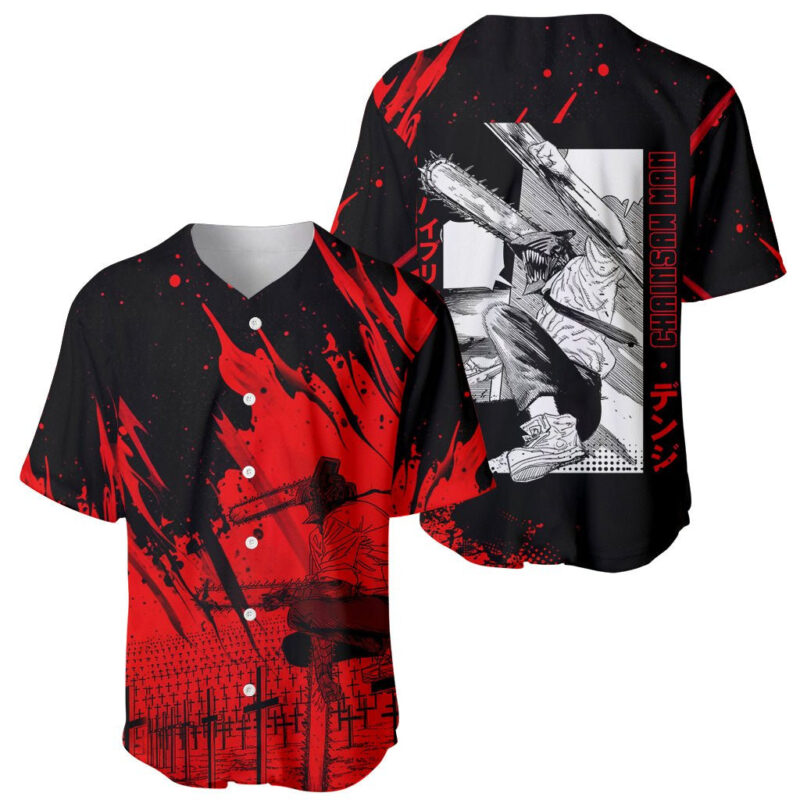 Anime Chainsaw Man Baseball Jersey Dark World