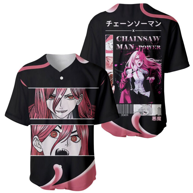 Anime Chainsaw Man Streetwear Baseball Jersey Power