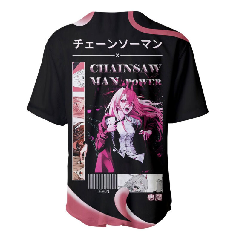 Anime Chainsaw Man Streetwear Baseball Jersey Power