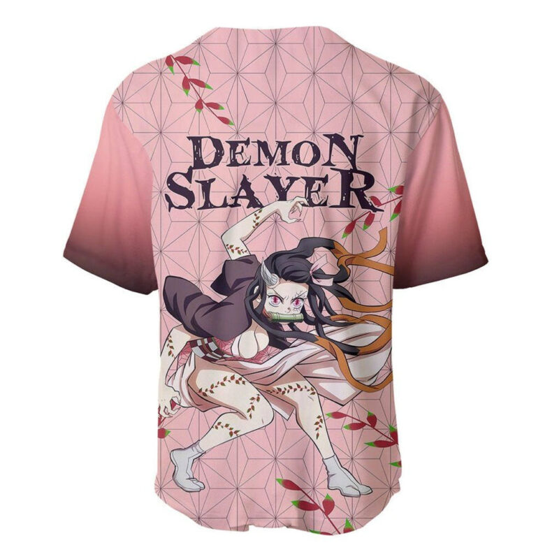 Anime Demon Slayer Nezuko Baseball Jersey Asanoha Pattern