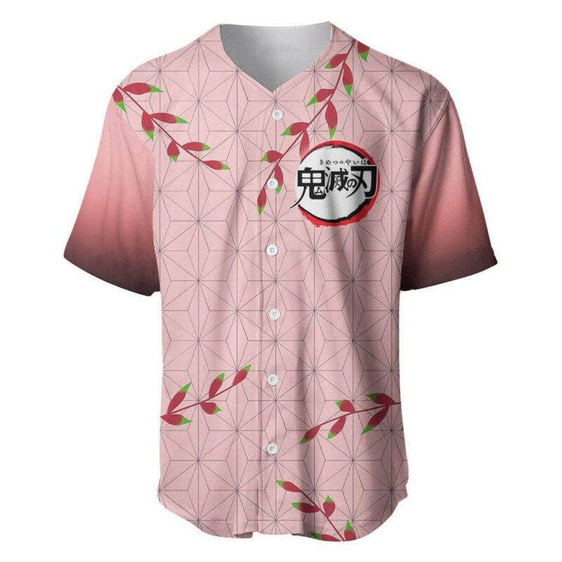 Anime Demon Slayer Nezuko Baseball Jersey Asanoha Pattern