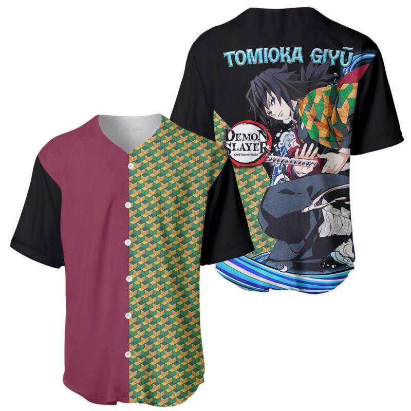 Anime Demon Slayers Giyuu Tomioka Baseball Jersey Basic Streetwear