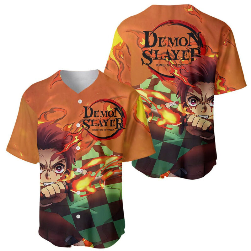 Anime Demon Slayers Kamado Tanjiro Baseball Jersey Hinokami Kagura