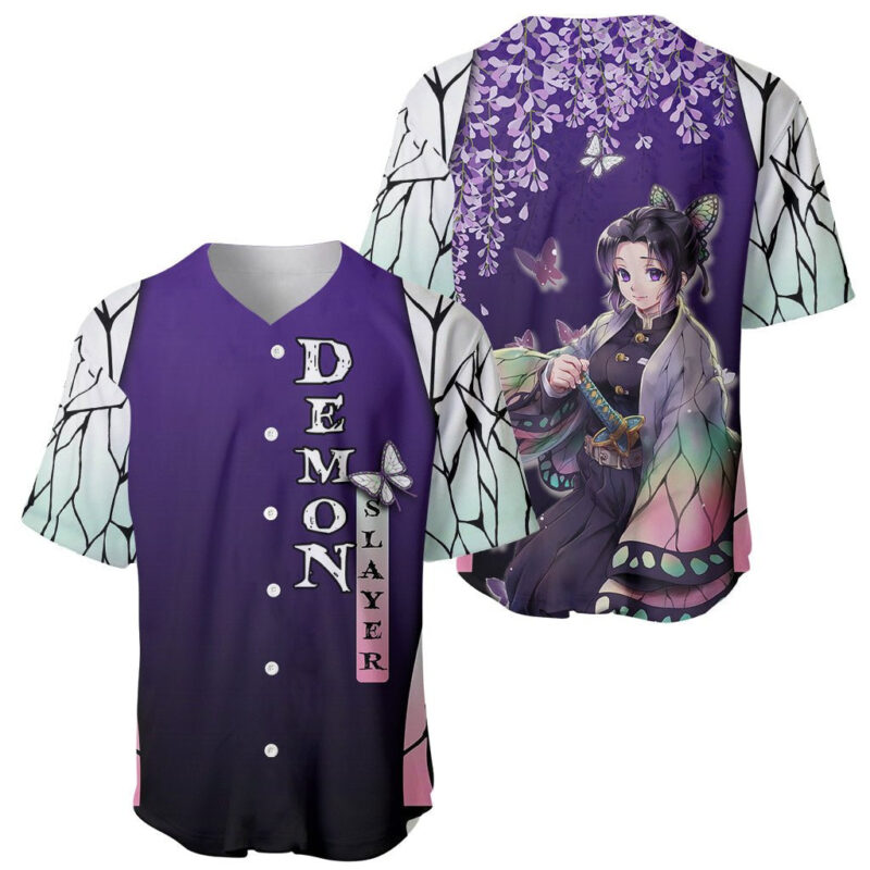 Anime Demon Slayers Kocho Shinobu Baseball Jersey Insect Hashira