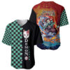 Anime Demon Slayers Tanjiro Baseball Jersey Ichimatsu Checkered Pattern