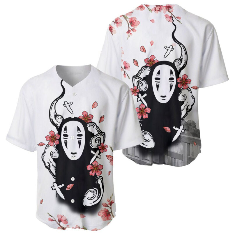 Anime Movie No Face Baseball Jersey Sakura Sumi-e Style