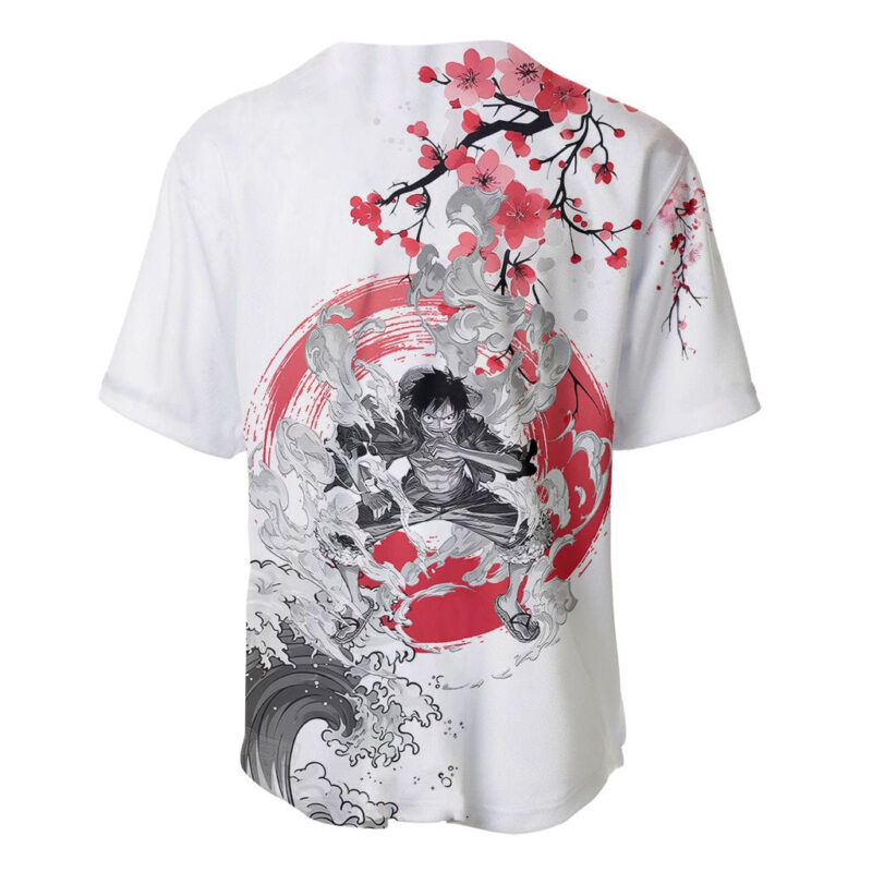 Anime One Piece Luffy Strawhat Baseball Jersey Sumi-e Painting Style