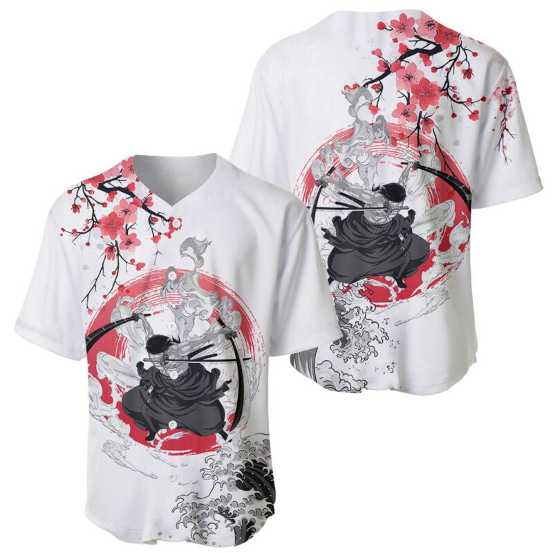 Anime One Piece Roronoa Zoro Baseball Jersey Sumi-e Painting Style