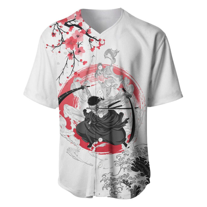 Anime One Piece Roronoa Zoro Baseball Jersey Sumi-e Painting Style