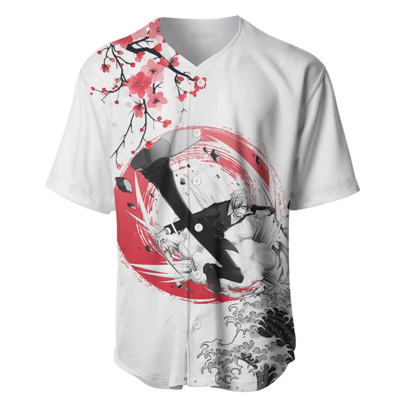 Anime One Piece Sanji Blackleg Baseball Jersey Sumi-e Painting Style