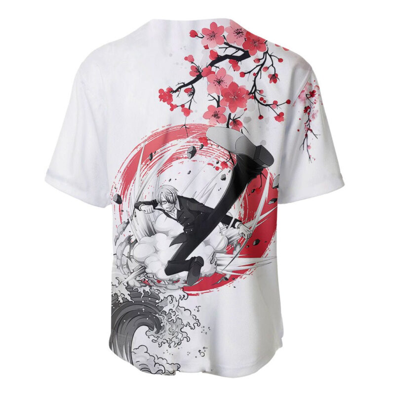 Anime One Piece Sanji Blackleg Baseball Jersey Sumi-e Painting Style