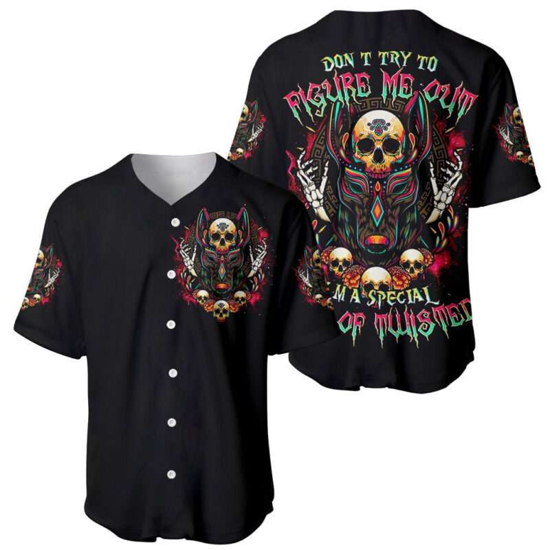 Anubis Skull Baseball Jersey Skull Anubis Don't Try To Figured Me Out