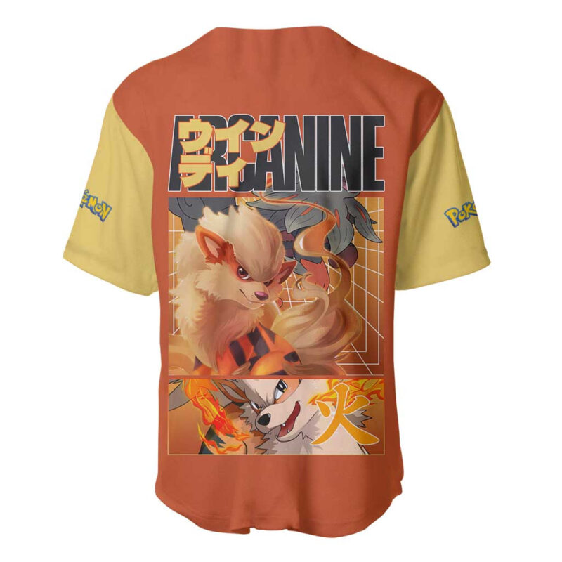 Arcanine Pokemon Baseball Jersey Anime