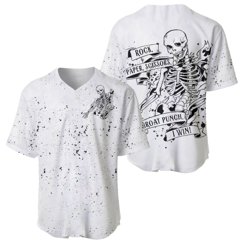 Art Skull Baseball Jersey Rock Paper Scissors Throat Punch I Win