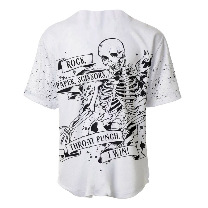 Art Skull Baseball Jersey Rock Paper Scissors Throat Punch I Win