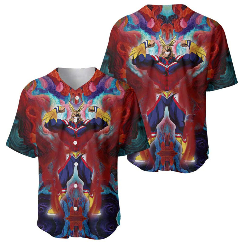Atmospheric Blast All Might My Hero Academia Baseball Jersey Anime Mix Abstracs Trippy