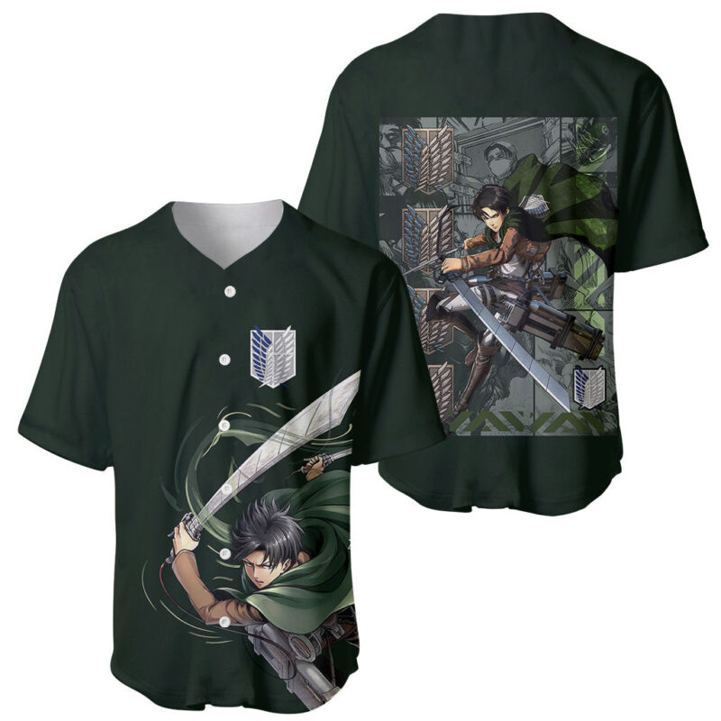 Attack On Titan Anime Levi Ackerman Baseball Jersey Streetwear
