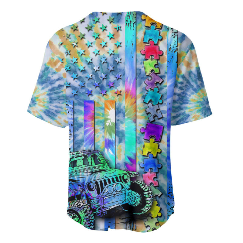 Autism Acceptance Month Jeep Mom Tie-dye Style Baseball Jersey