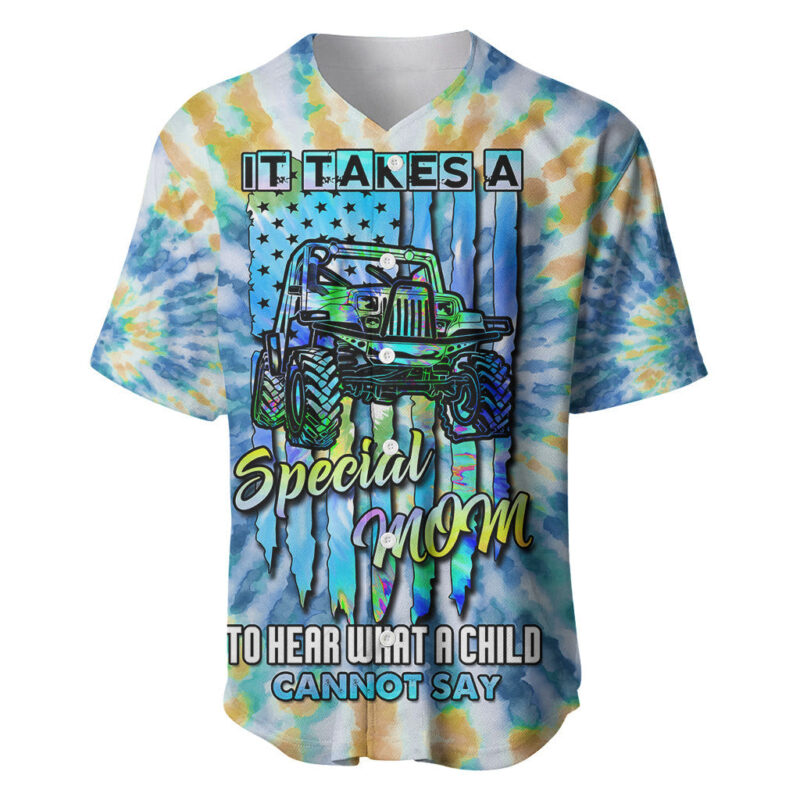 Autism Acceptance Month Jeep Mom Tie-dye Style Baseball Jersey