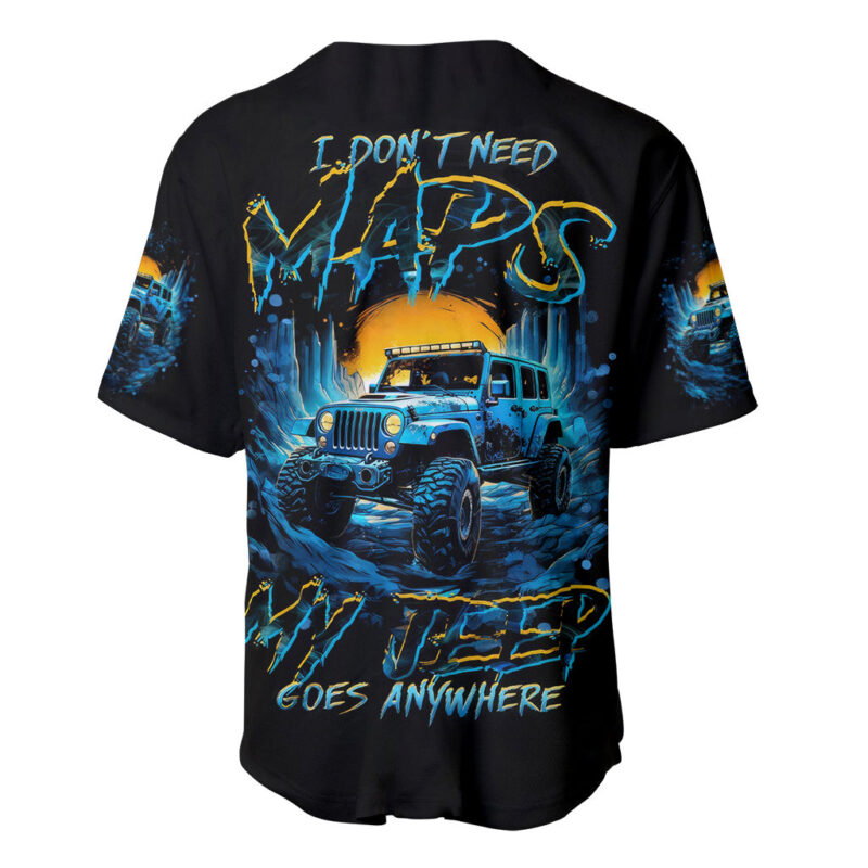Aventure Jeep Baseball Jersey I Don't Need Maps My Jeep Goes Anywhere