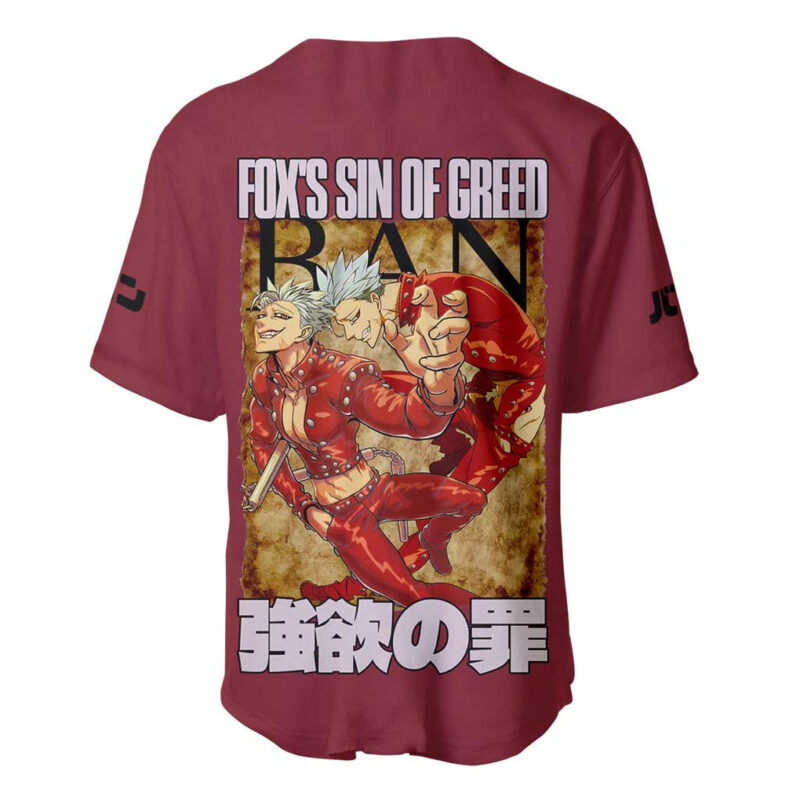 Ban Seven Deadly Sins Baseball Jersey Anime