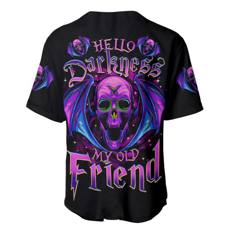 Bat Skull Baseball Jersey Bat Skull Hello Darkness My Old Friend