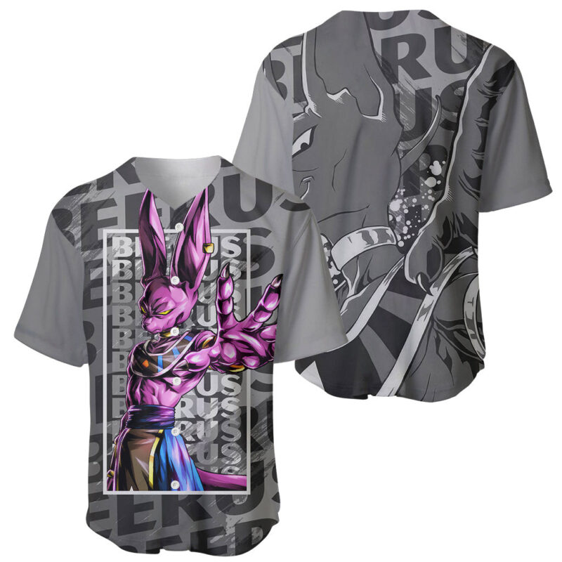 Beerus Dragon Ball Baseball Jersey Anime Mix Text Pattern Abstract