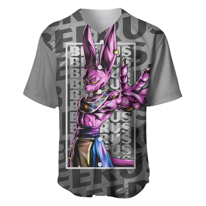 Beerus Dragon Ball Baseball Jersey Anime Mix Text Pattern Abstract