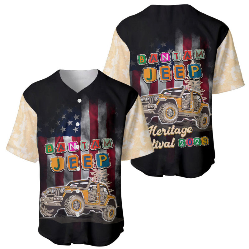 Beige Jeep Camouflage Baseball Jersey Bantam Jeep Heritage Festival 2023