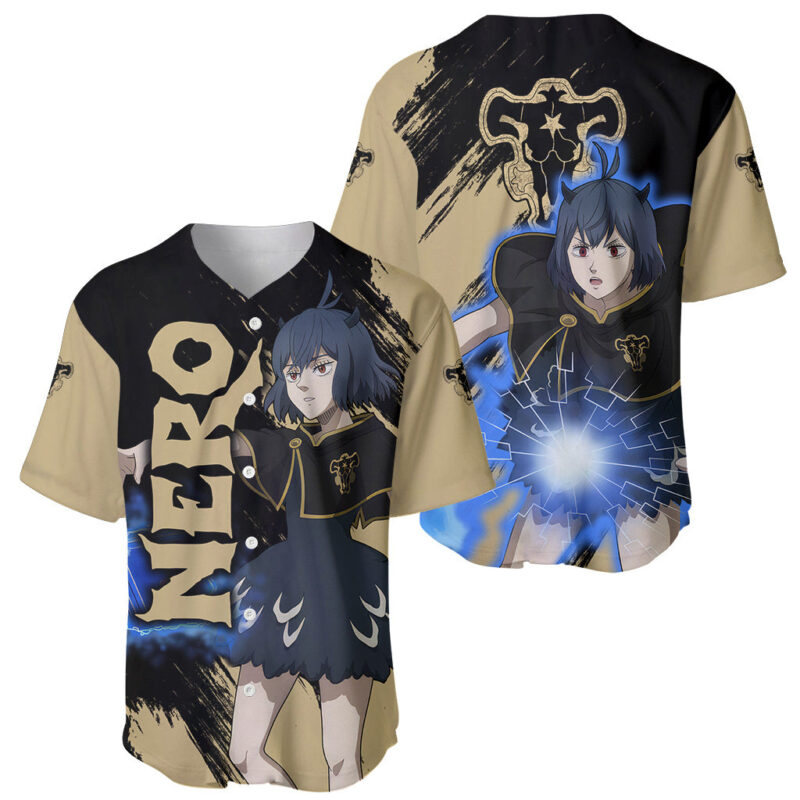 Black Bull Nero Baseball Jersey Black Clover Anime